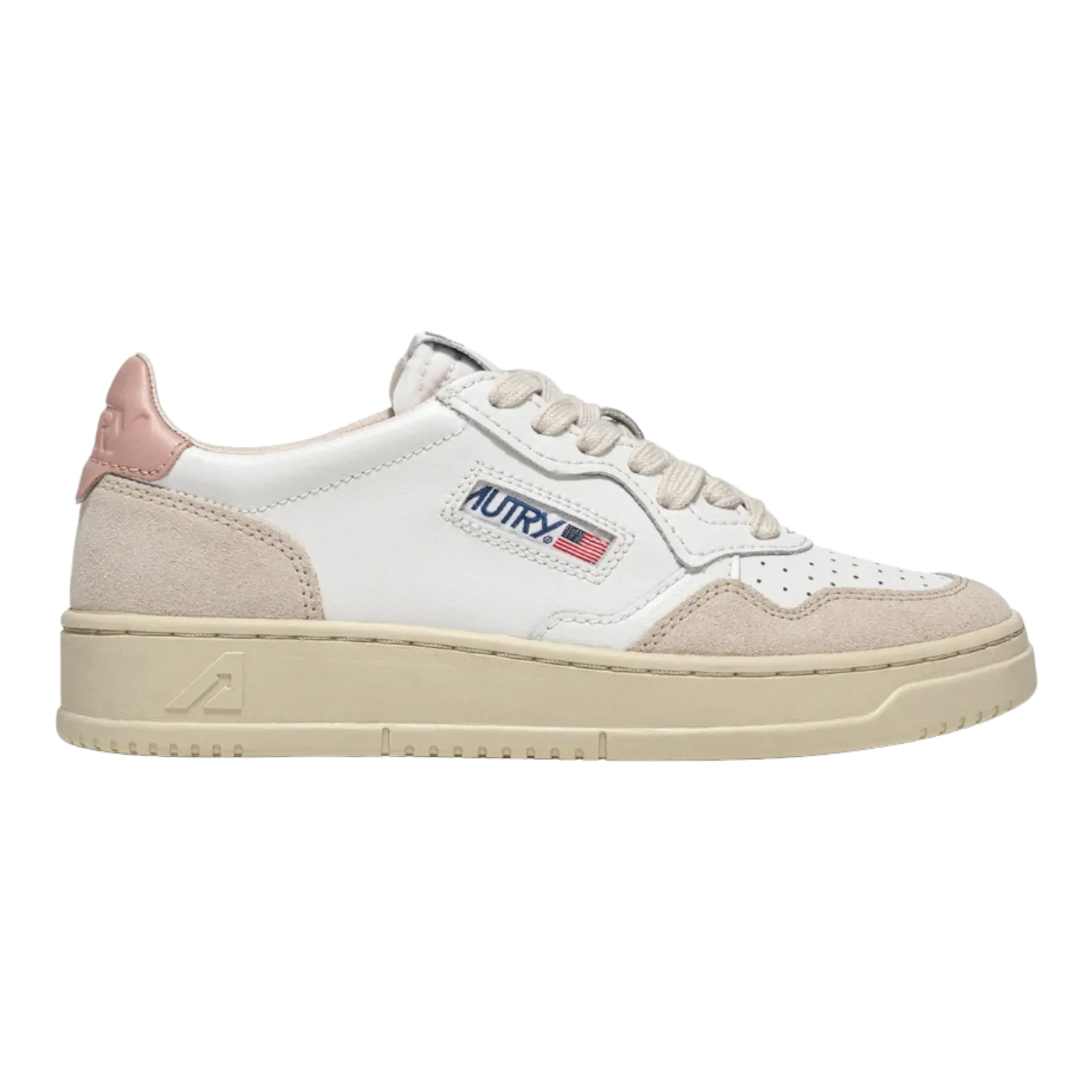 Autry Medalist Low Sneakers in Suede and Leather White and Powder for Women AULW-LS37