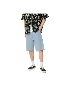 CARHARTT WIP SINGLE KNEE SHORT BLUE HEAVY STONE BLEACHED