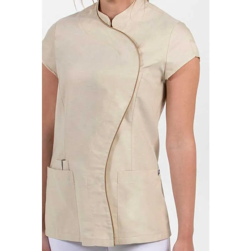 Chaqueta beige cuello mao onda - Dyneke