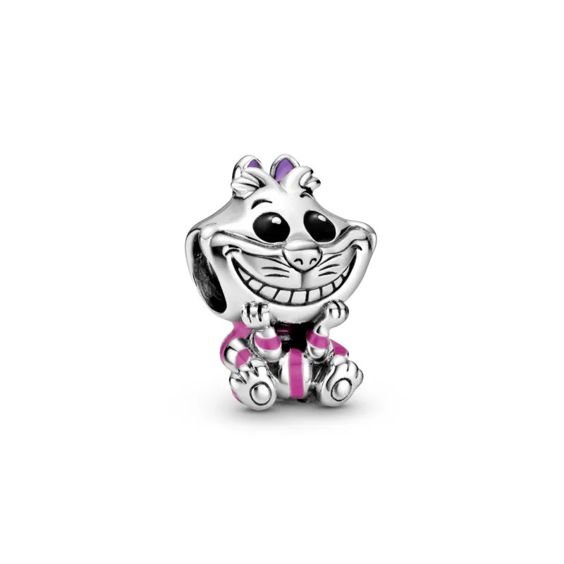 Charm en plata de ley Gato Cheshire Alicia en el Pais de las Maravillas