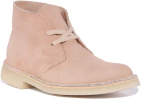 Clarks Originals Desert Boot Bota Chukka en piel de ante con 2 ojales para mujer en rosa