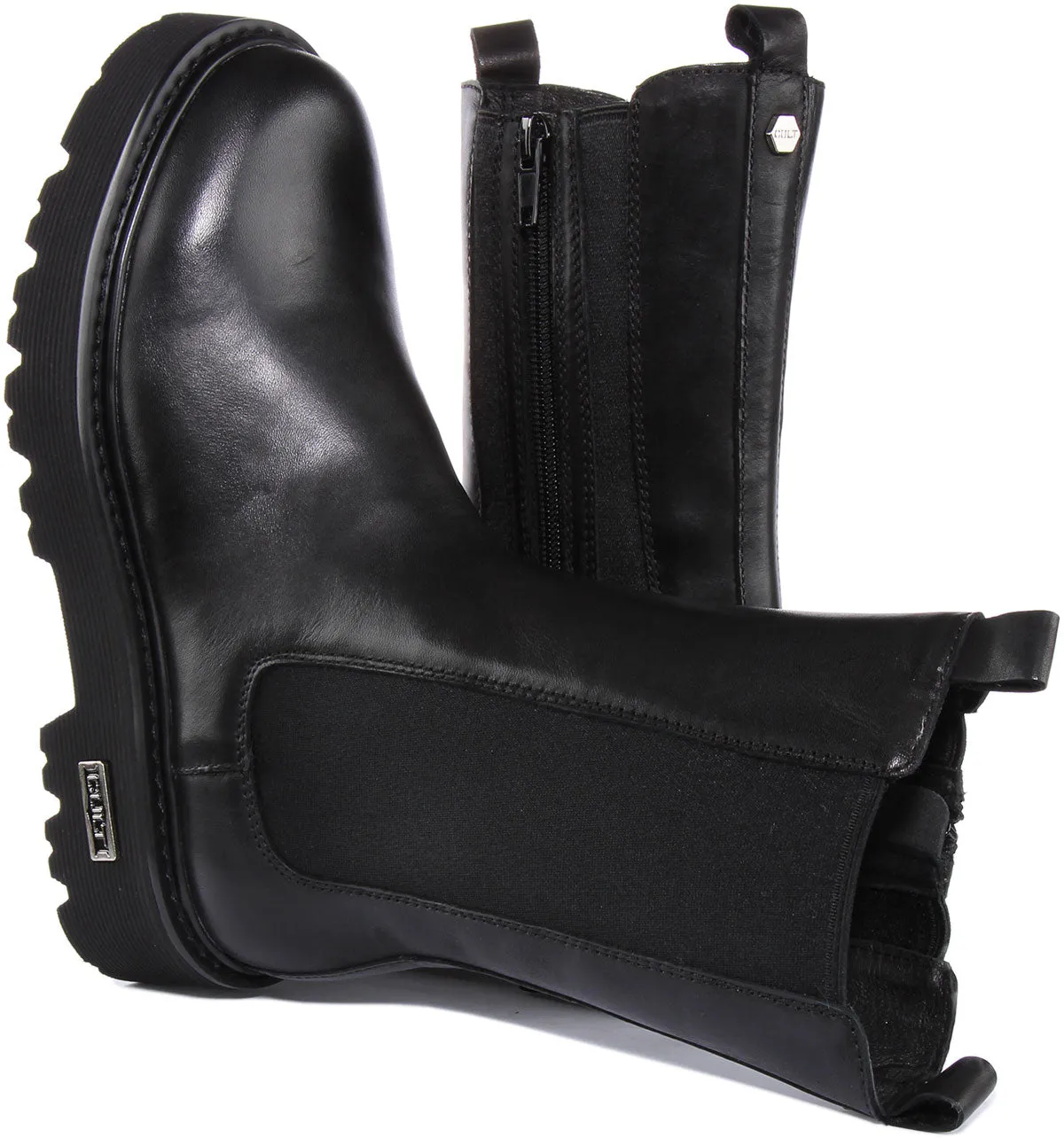 Cult CLW326700 Bota alta de cuero para mujer en negro