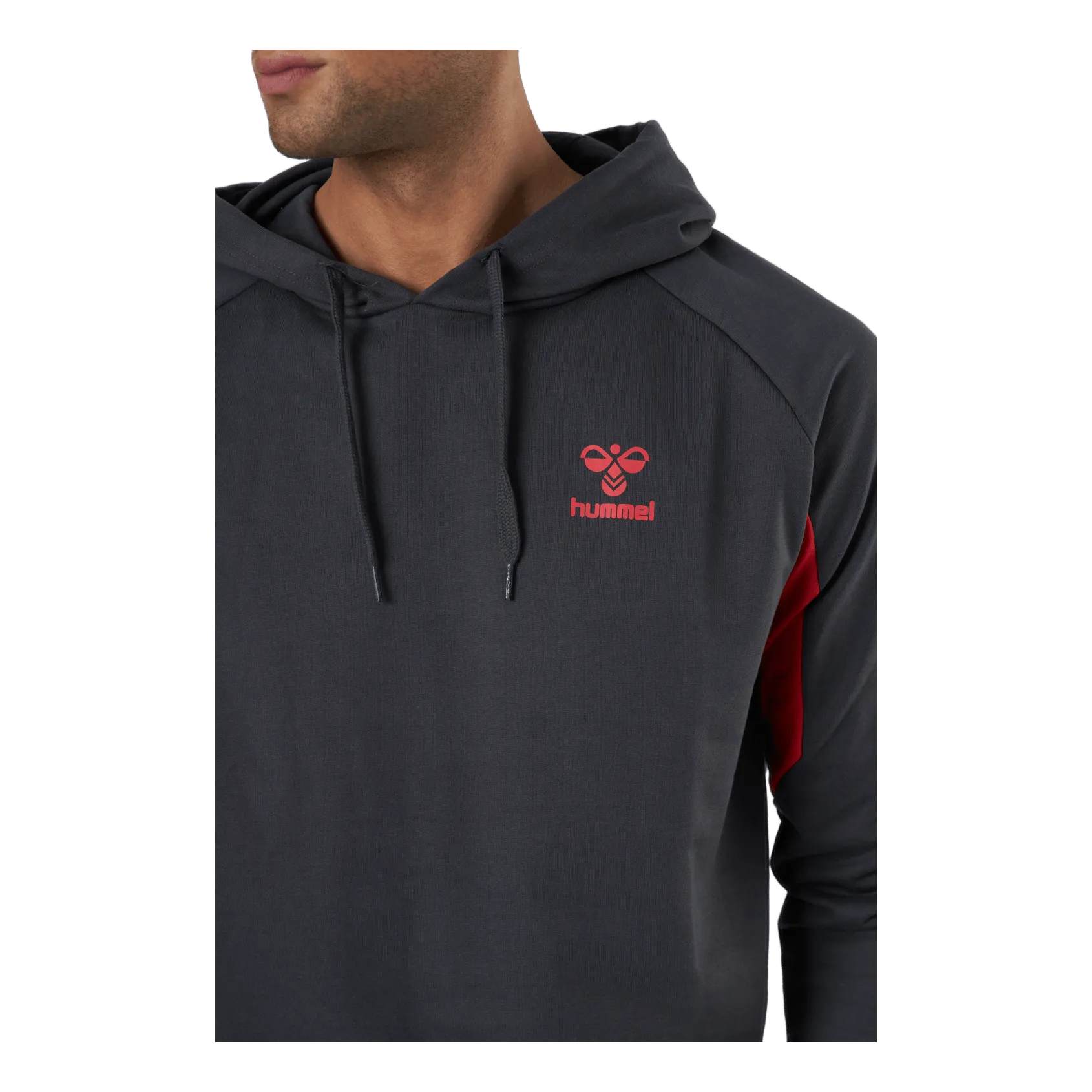 Hummel Hmlaction Cotton Hoodie Ebony/flame Scarlet