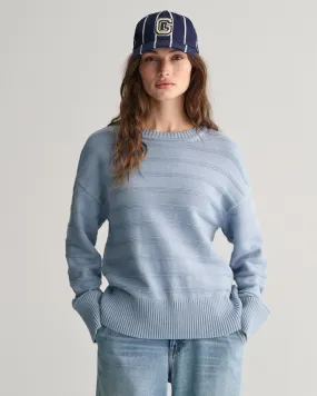 Jersey de algodón a rayas con cuello redondo Tonal