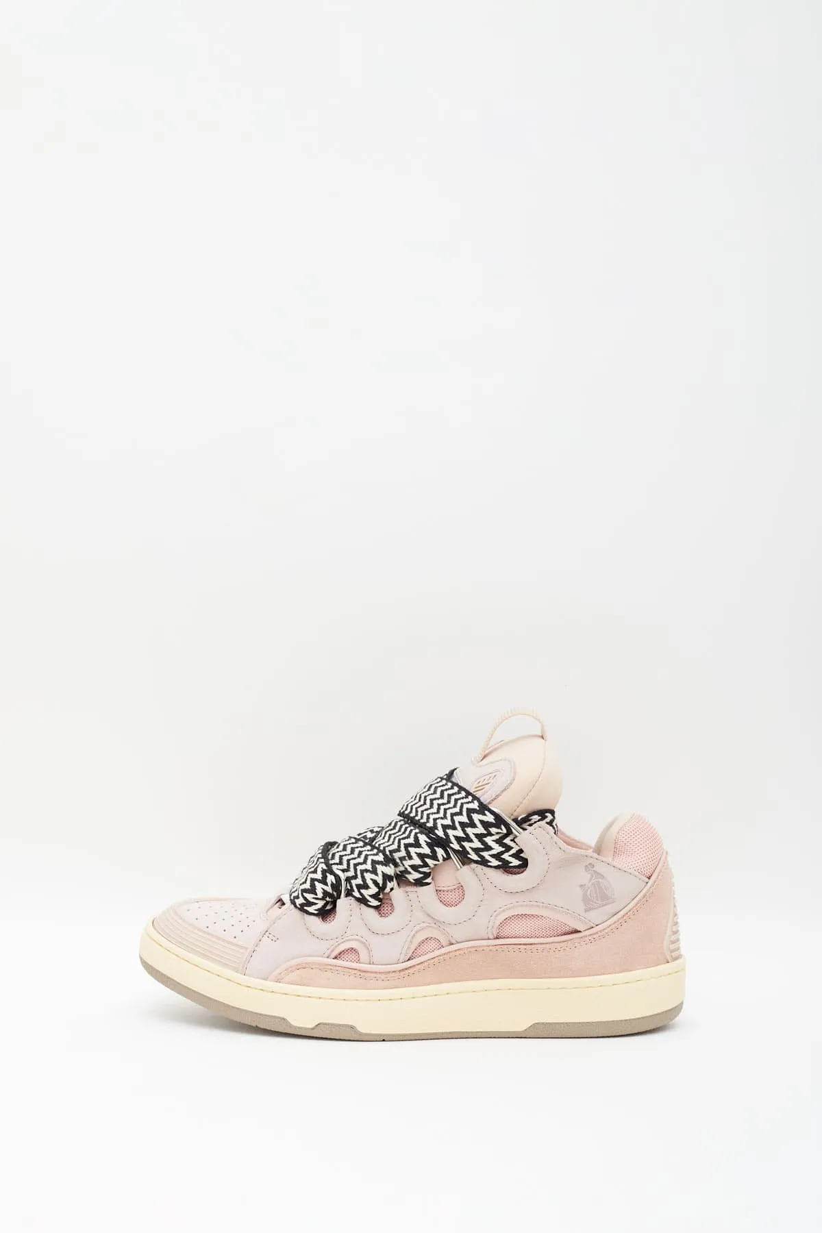 LANVIN ROSE PALE LEATHER CURB SNEAKERS