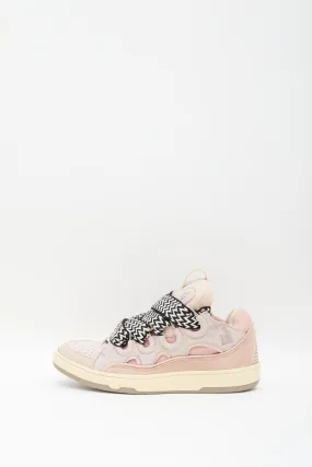 LANVIN ROSE PALE LEATHER CURB SNEAKERS