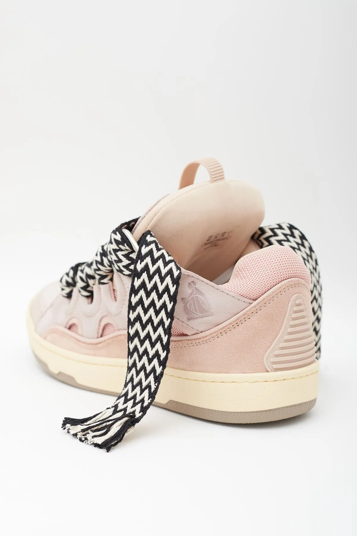LANVIN ROSE PALE LEATHER CURB SNEAKERS