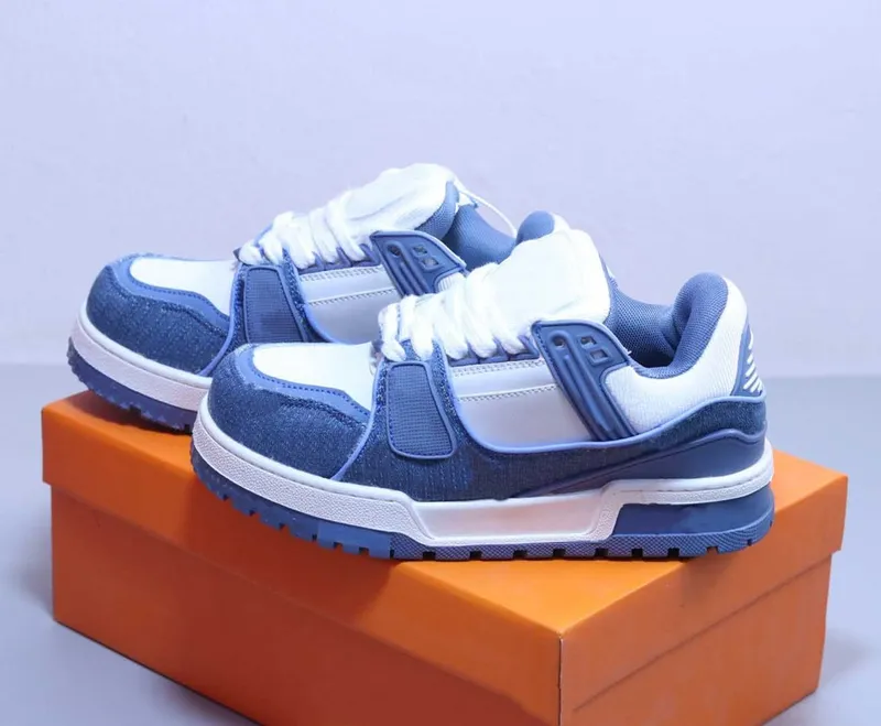 louisevuitton Diseñador de alta calidad zapatos de skate informales Luxury L Trainer Sneakers V Leather Women Men Shoe Star Bew 