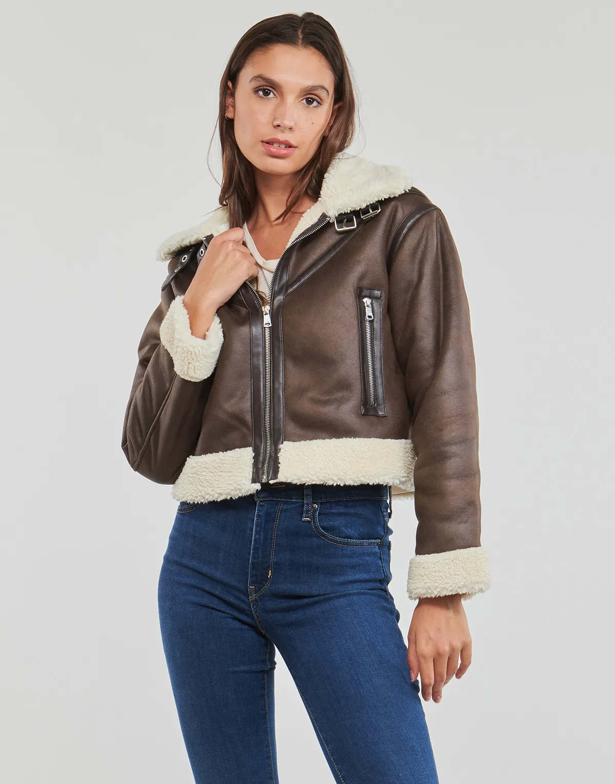 ONLBETTY FAUX SUEDE BONDED AVIATOR OTW