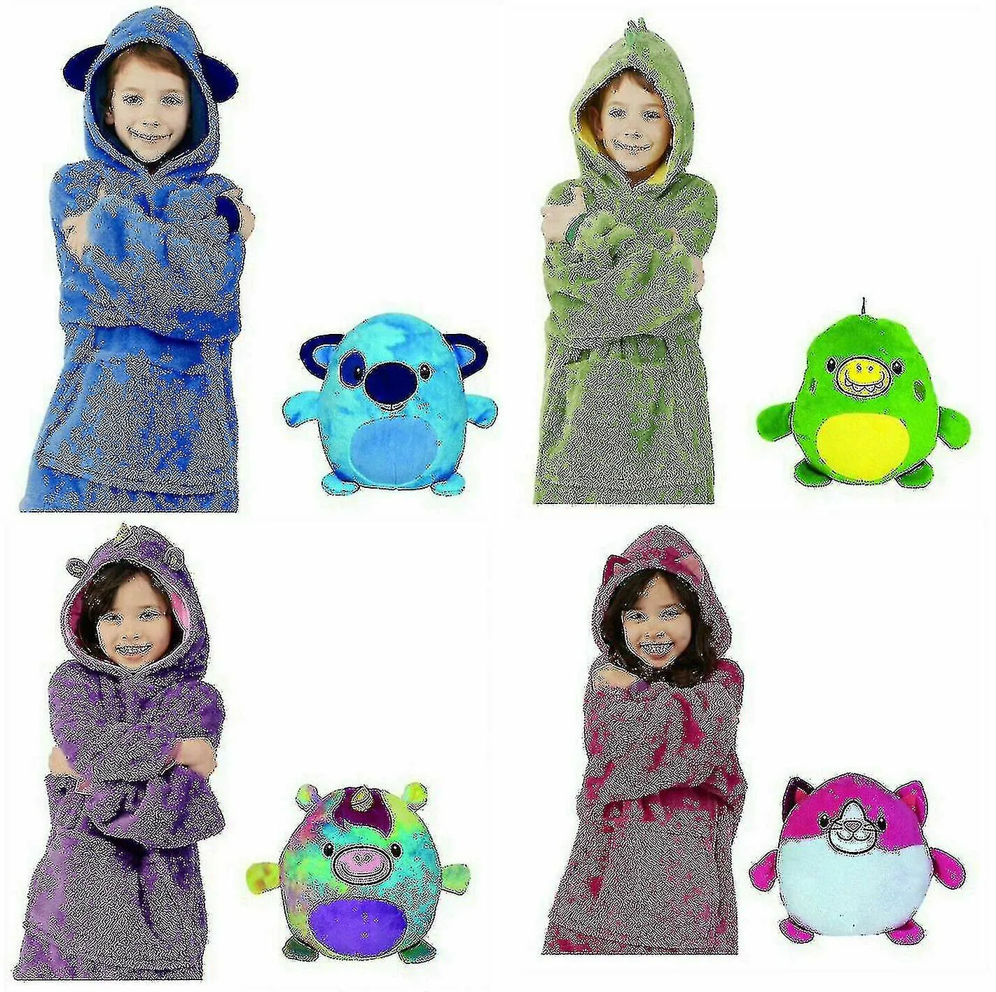 Sudadera de manta Huggle Mascotas Sudadera con capucha Manta de felpa suave abrigo cálido para niños Almohada