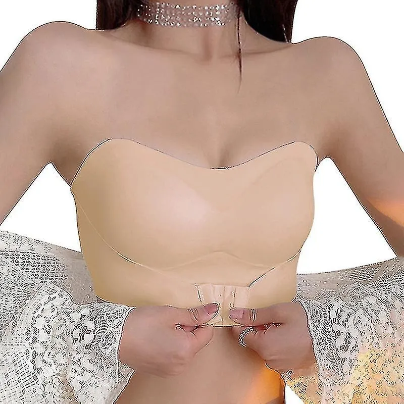 Sujetador sin tirantes invisible para mujer Sujetador de boda antideslizante inalámbrico Push Up Ropa interior de pechos grandes