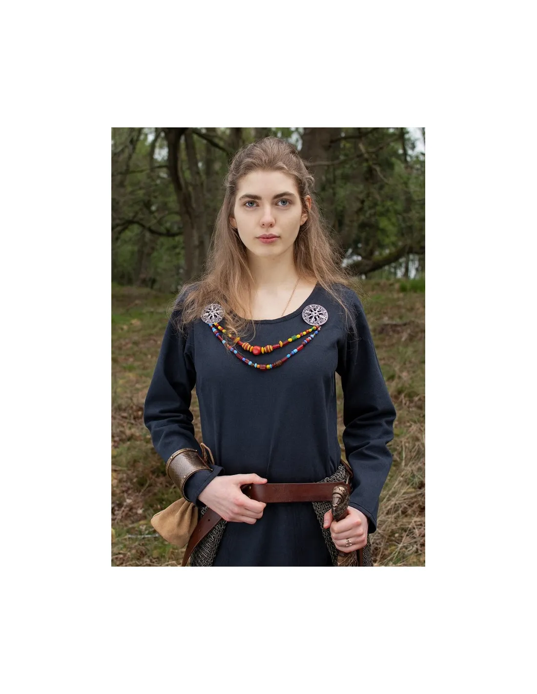 Vestido vikingo largo Afra, Azul Oscuro